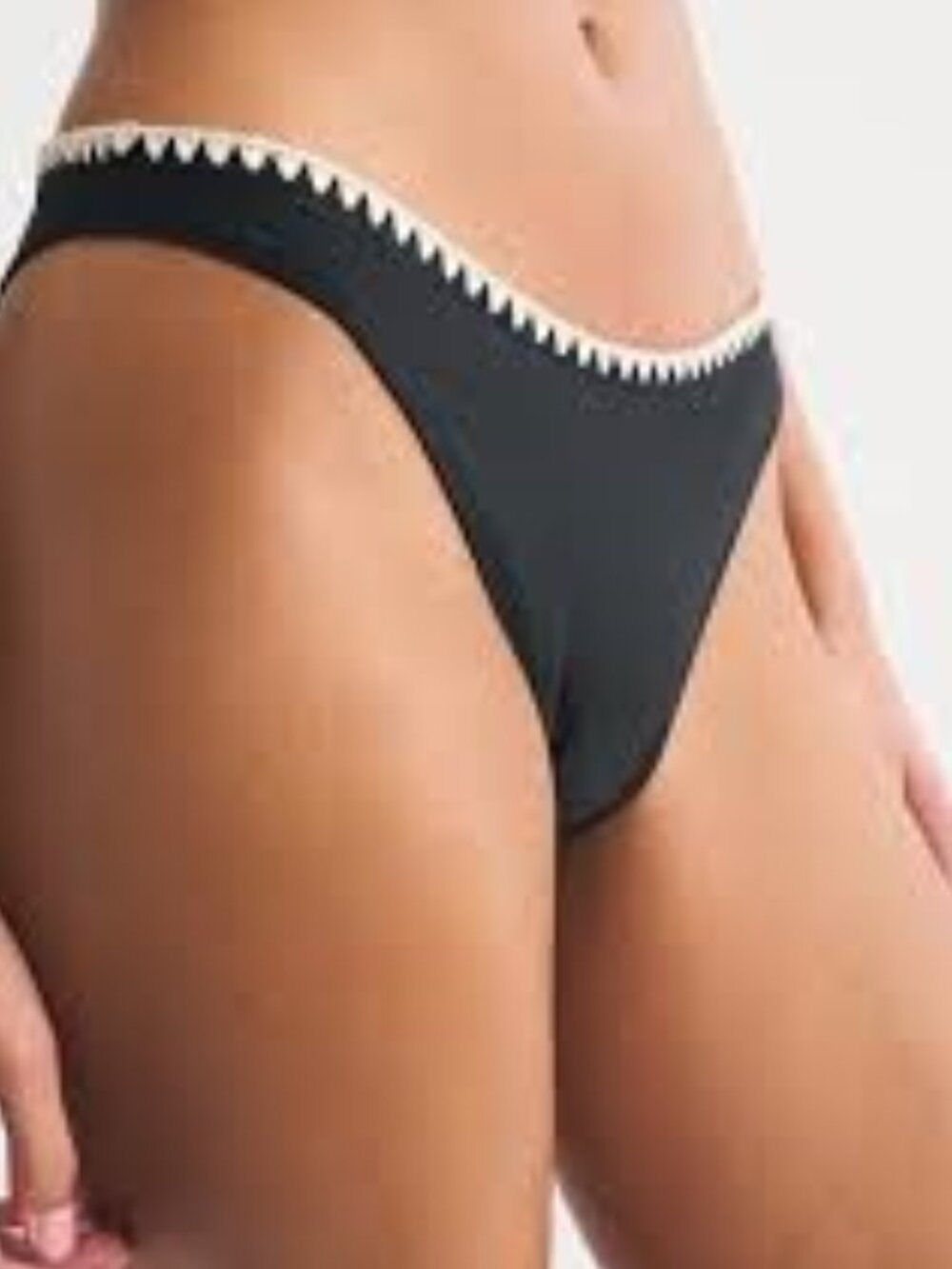 Abercrombie & Fitch Black Bikini Bottom with Cream Trim NEW